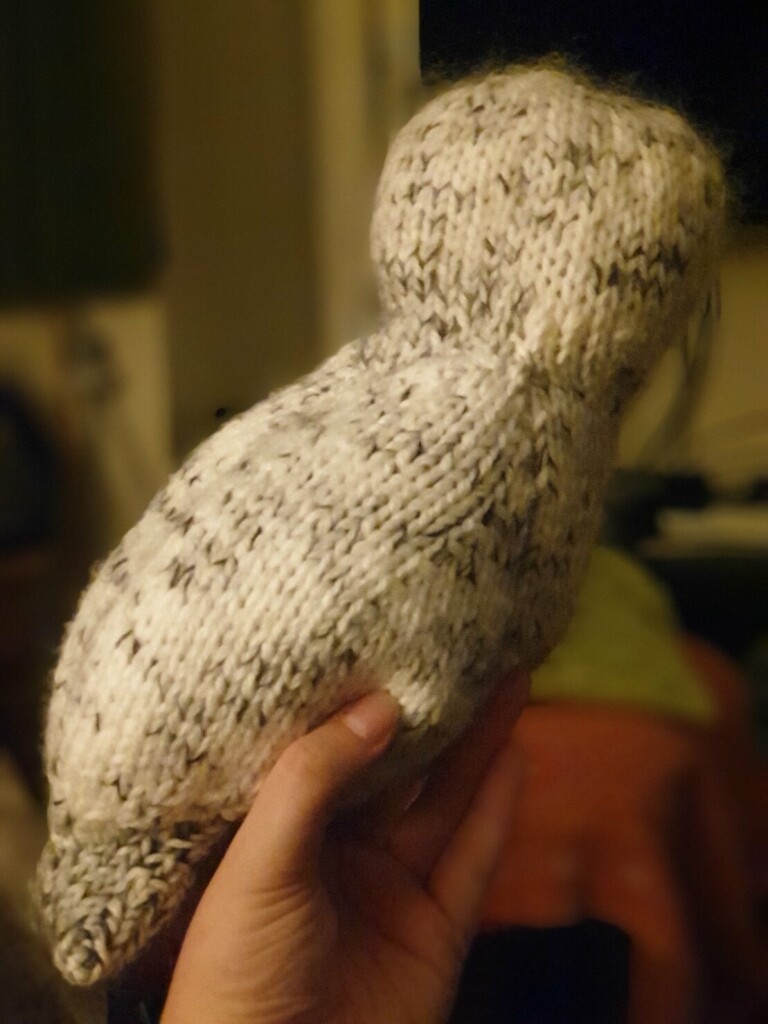 the back of the owl, he is very soft