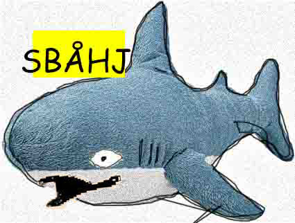 a blåhaj shark but it's all jpeg compressed in the sweet bro and hella jeff style