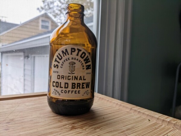 A stubby brown bottle of cold brew coffee