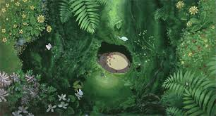 still from My Neighbour Totoro, of Totoro sleeping in his secret hideaway